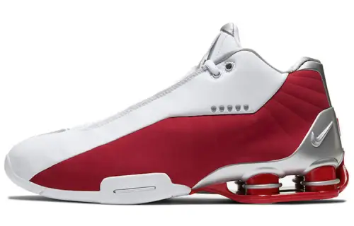 Nike Shox BB4 series Varsity Red air column non-slip and lightweight middle-top practical basketball shoes men's red and white