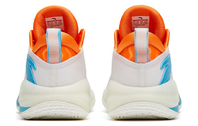 Anta Cement Bubbles 3 Fabric Slip Resistant Abrasion Resistant Low top Basketball Shoes Men’s White Blue Orange