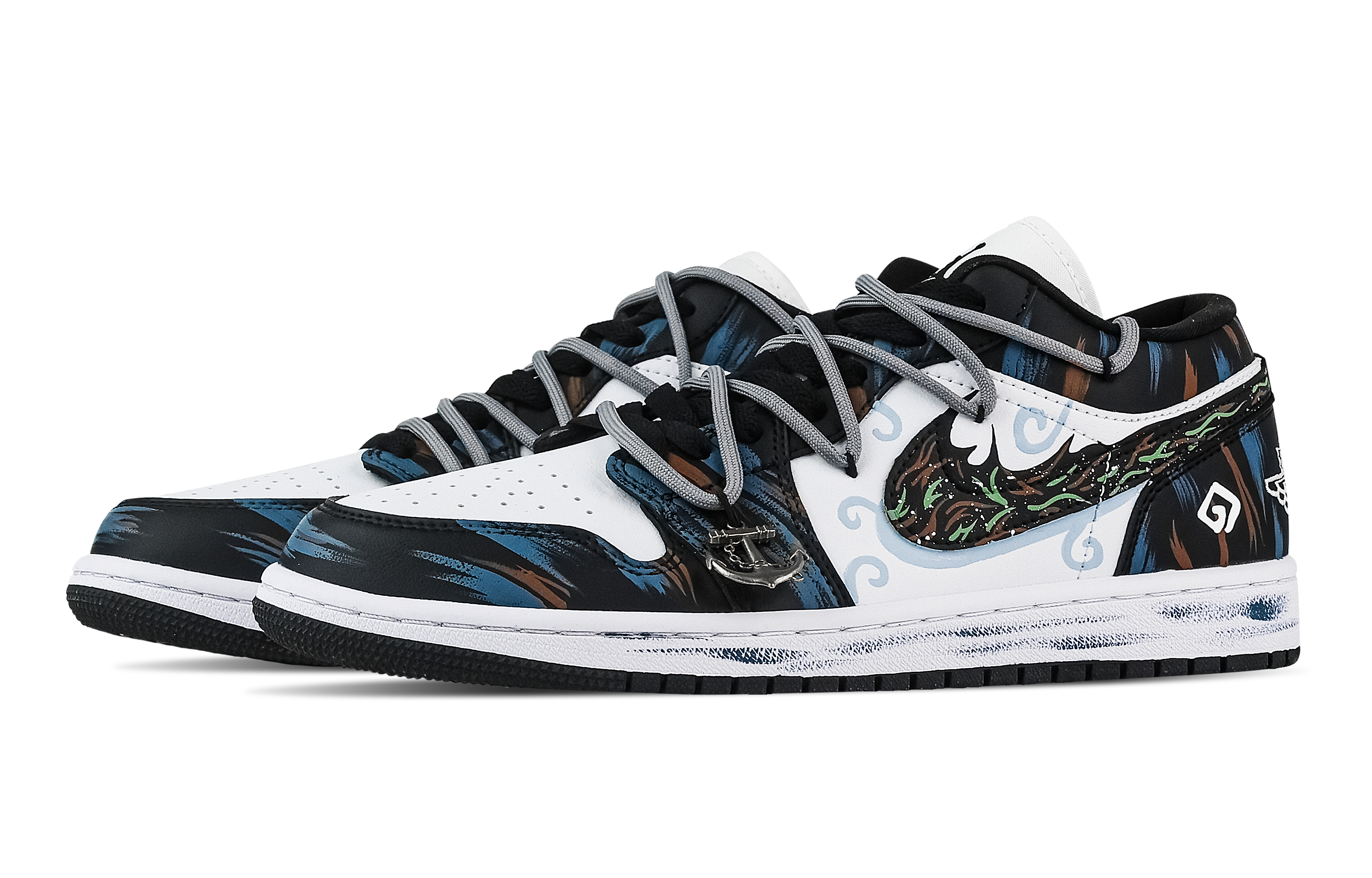 Jordan Air Jordan 1 Sea Dark Fire Low top Vintage Basketball Shoes Unisex Black