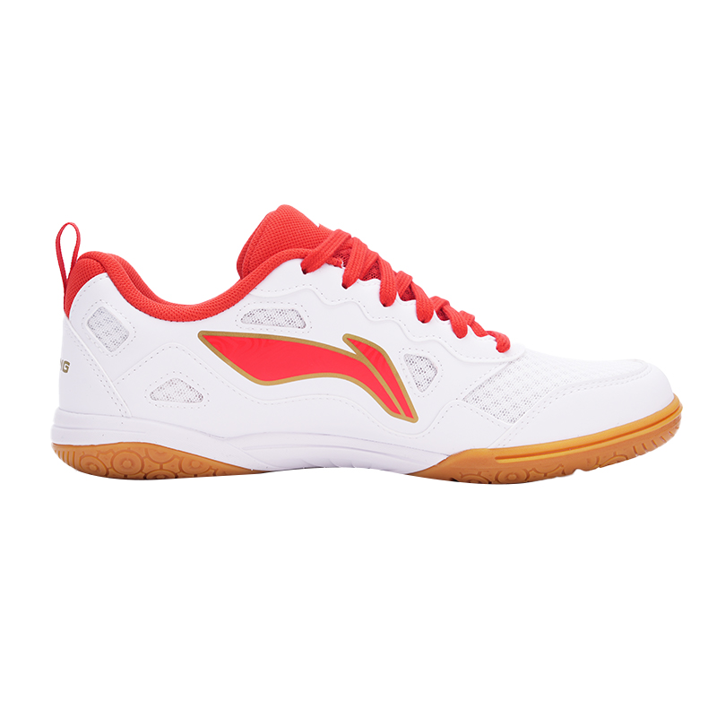 Li Ning Slip Resistant, Abrasion Resistant, Breathable Training Scenario Low top Table Tennis Shoes Unisex White Red