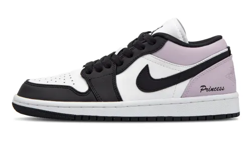 Jordan Air Jordan 1 Slip Resistant Low top Vintage Basketball Shoes Women's White Black Purple