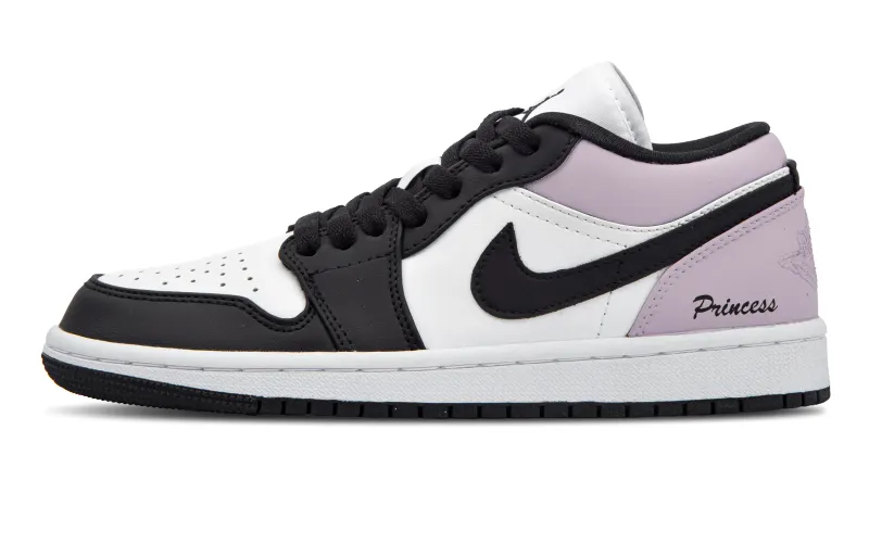 Jordan Air Jordan 1 Slip Resistant Low top Vintage Basketball Shoes Women's White Black Purple