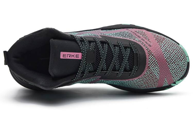 Erke Mid top Cushioning, Wear Resistant Performance Basketball Shoes Men’s Black Purple Green