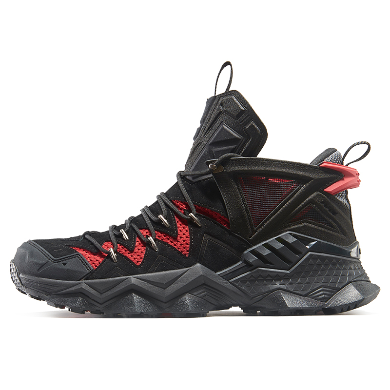 RAX Slip Resistant, Breathable, Lightweight Mid top Outdoor Shoes Men’s Black Red
