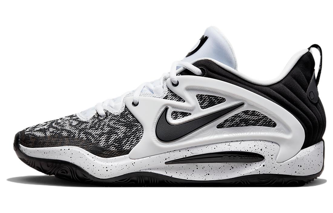 Nike KD 15 Durant 15 round head lace shock-absorbing, anti-slip and wear-resistant, low top basketball shoes, men's white and black