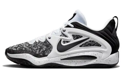 Nike KD 15 Durant 15 round head lace shock-absorbing, anti-slip and wear-resistant, low top basketball shoes, men's white and black