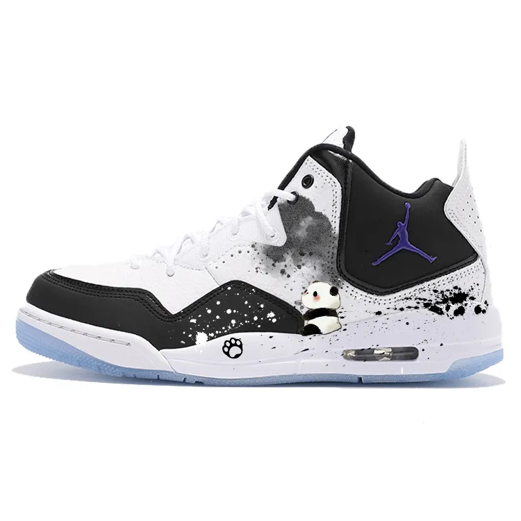 Jordan Courtside 23 Cushioning Slip Resistant Abrasion Resistant Mid top Vintage Basketball Shoes Unisex Black White