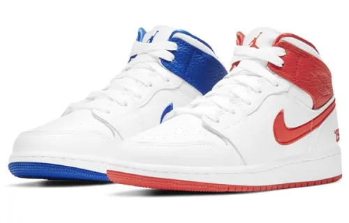 Jordan Air Jordan 1 Vintage Basketball Shoes Men's Mid Top White/Red/Blue