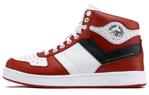 Pony Atop High top Vintage Basketball Shoes Women's White Red