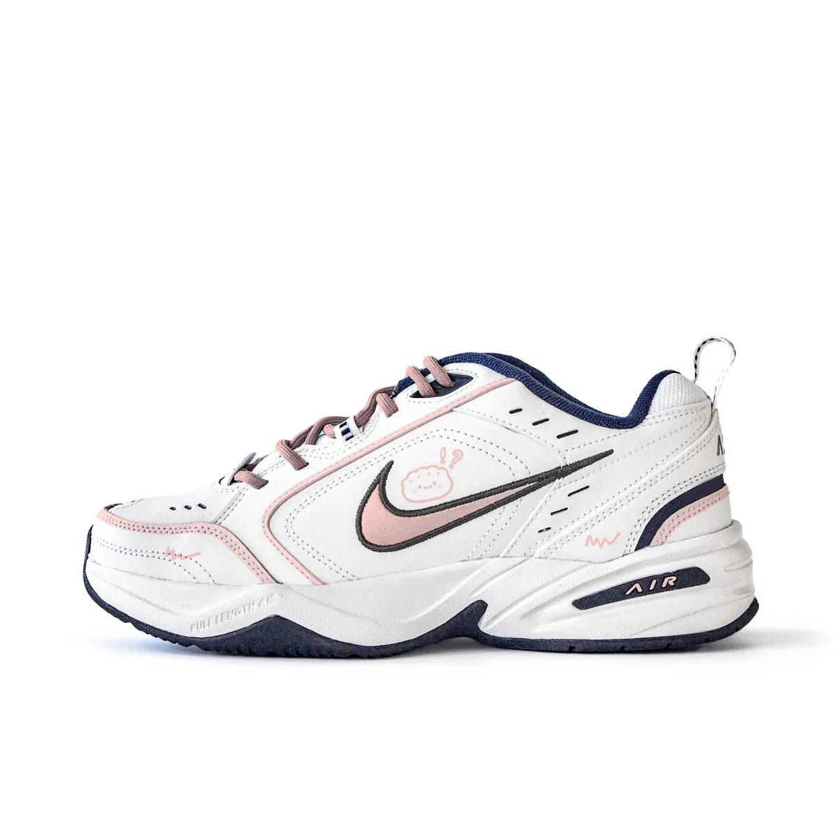 Nike Air Monarch 4 Slip Resistant Abrasion Resistant Low top Chunky Sneakers Unisex White Pink