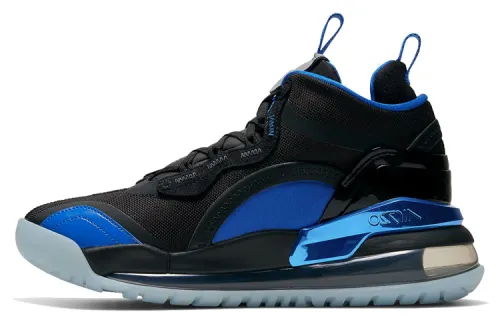 Jordan Aerospace 720 PSG synthetic leather Paris asymmetrical splicing non-slip wear-resistant mid-top retro basketball shoes men's black red blue