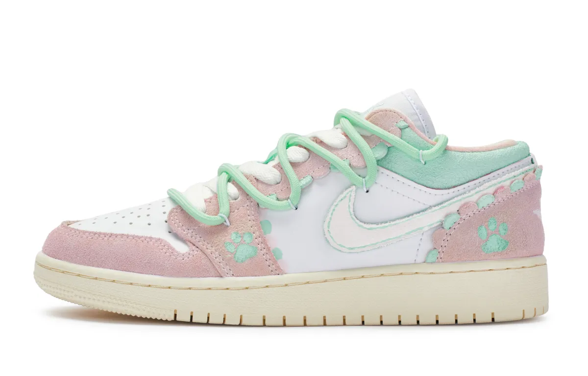 Jordan Air Jordan 1 Low top Skateboard Shoes Women's Pink Green White