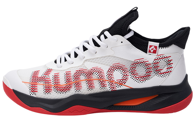 KUMPOO Badminton Shoes Unisex Mid Top White Red Black