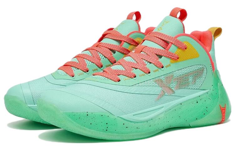 XTEP Demon 3.5 Soft And Comfortable Cushioning Slip Resistant Abrasion Resistant Mid top Basketball Shoes Blue Green