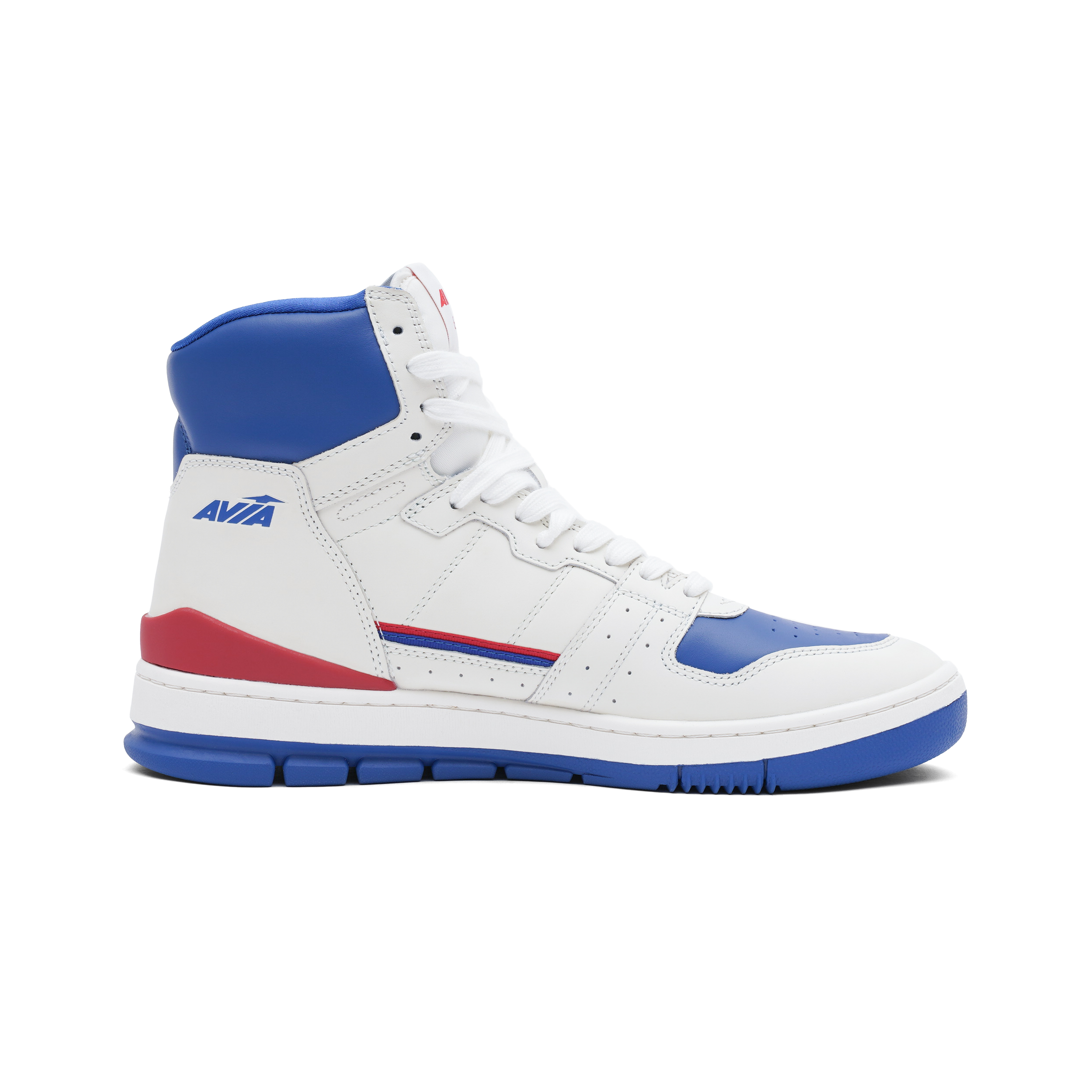 AVIA 830 Collection Slip Resistant Abrasion Resistant High top Vintage Basketball Shoes Men’s White Red Blue