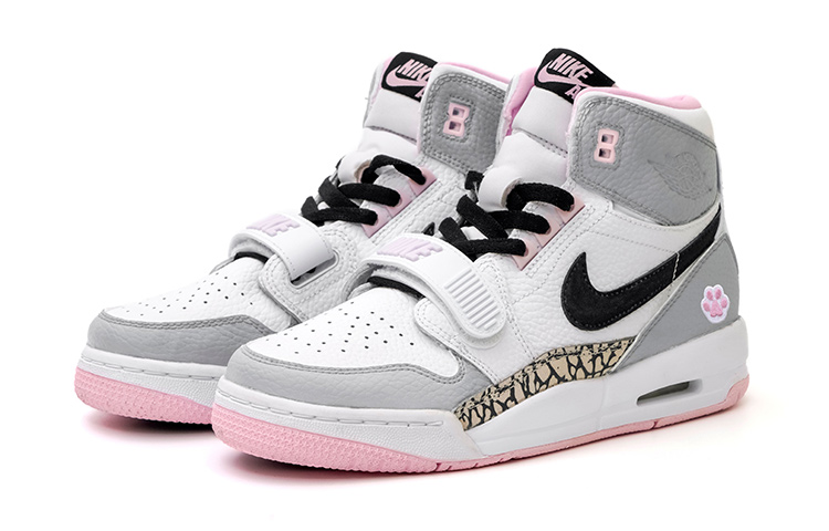 Jordan Legacy 312 High top Vintage Basketball Shoes GS Gray Pink White
