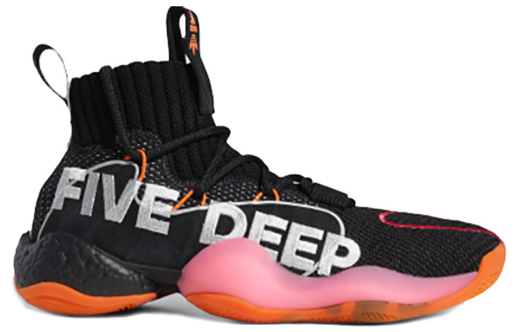 Мужские кроссовки adidas originals Crazy BYW X Wall Way (черный / оранжевый / розовый) — Чёрный / оранжевый / розовый — фото 2