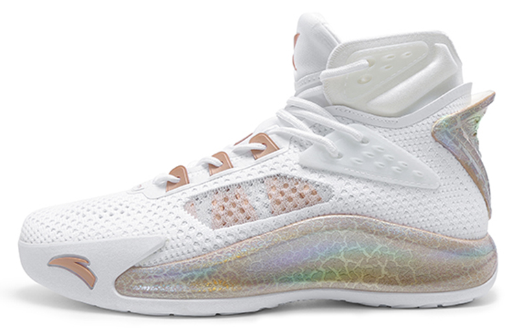 Anta Thompson KT5 Have Fun Fabric Slip Resistant Abrasion Resistant Support High top Basketball Shoes Men’s White Gold