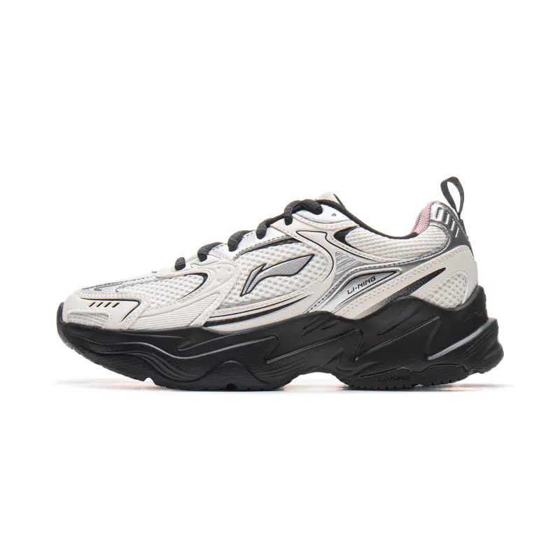 Li Ning Shooting Stars 2K Cushioning Slip Resistant Abrasion Resistant Low top Chunky Sneakers Women's Black White