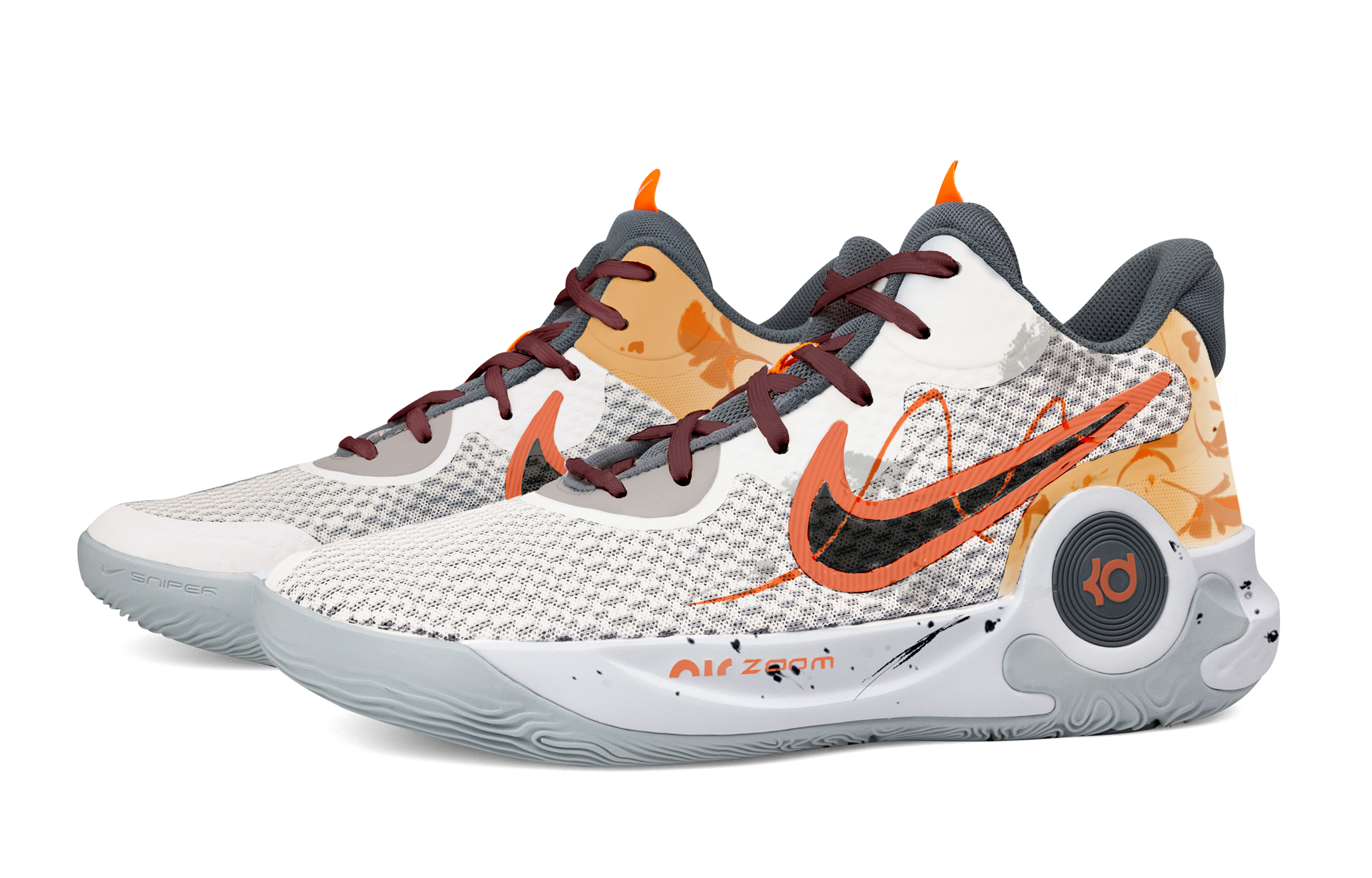 Nike KD Trey 5 IX Autumn Heart Box Fabric Abrasion Resistant Mid top Basketball Shoes Unisex Gray