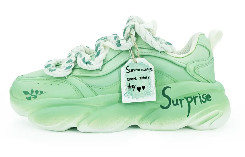 Anta Cat Paw Cushioning Slip Resistant Abrasion Resistant Low top Chunky Sneakers Women's Green