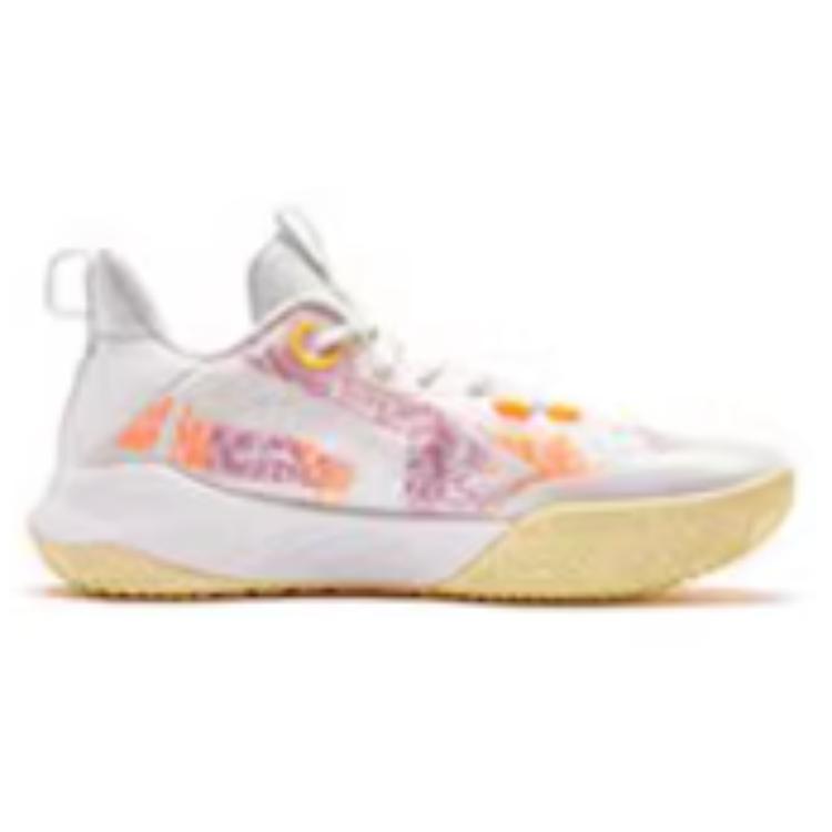 QIAODAN Wind Blade 4 TEAM Comfortable Slip Resistant Low top Basketball Shoes Men’s White Red Orange