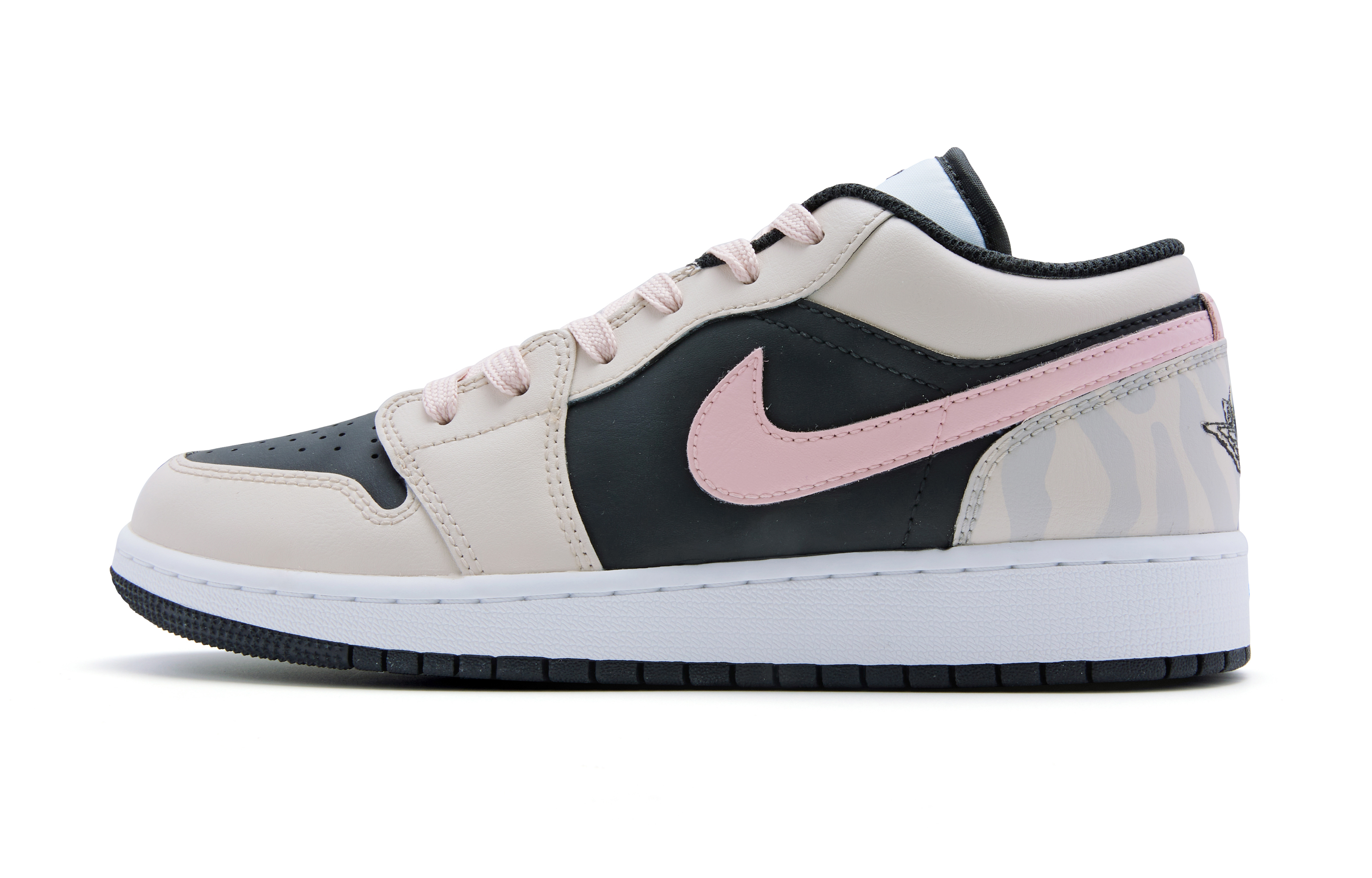 Jordan Air Jordan 1 Cushioning, Wear Resistant Low top Vintage Basketball Shoes Men’s Black Pink Yellow