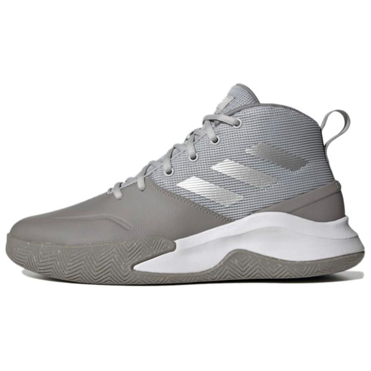 Adidas OwnTheGame Cushioning Abrasion Resistant Breathable Mid top Basketball Shoes Men's Gray