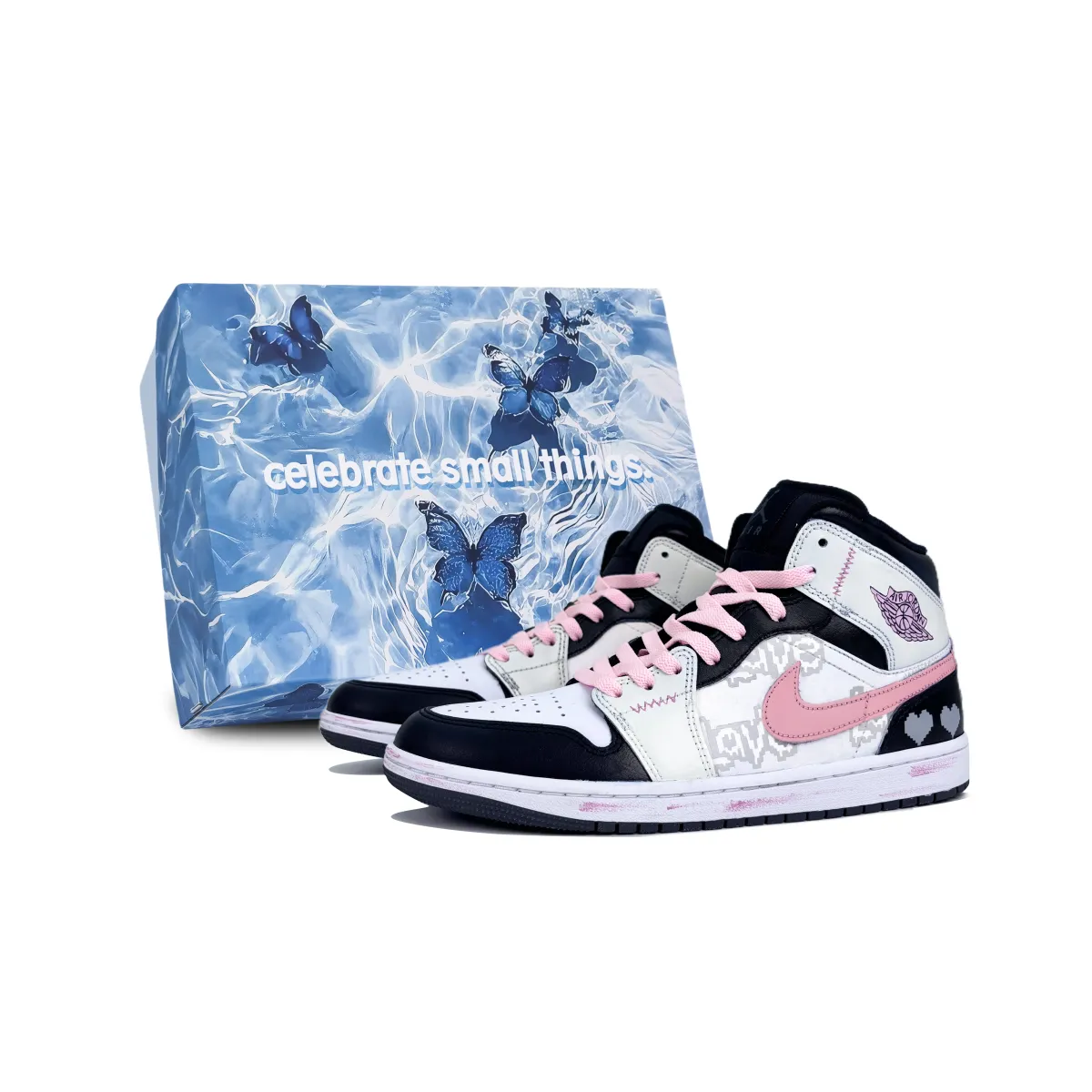 Jordan Air Jordan 1 Abrasion Resistant Mid top Vintage Basketball Shoes Unisex Black