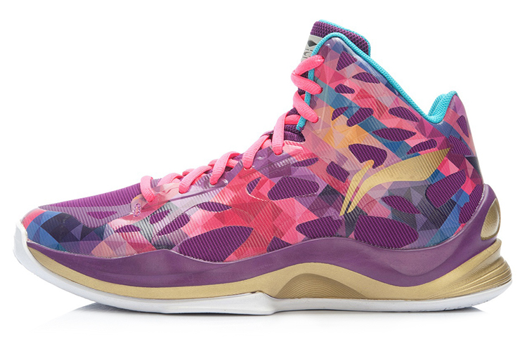 Li Ning SONIC 3 Mesh Cushioning Abrasion Resistant High top Basketball Shoes Men’s Purple Gold