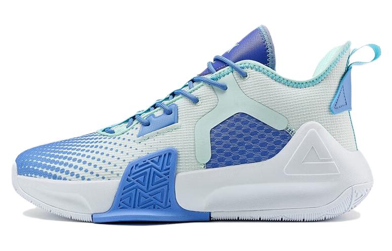 PEAK Slip Resistant Abrasion Resistant Cushioning Mid top Basketball Shoes Men’s Blue Green