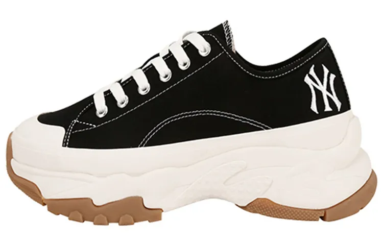 MLB Chunky High Low New York Yanker Lace Up Slip Resistant Abrasion Resistant Low top Canvas Shoes Unisex Black