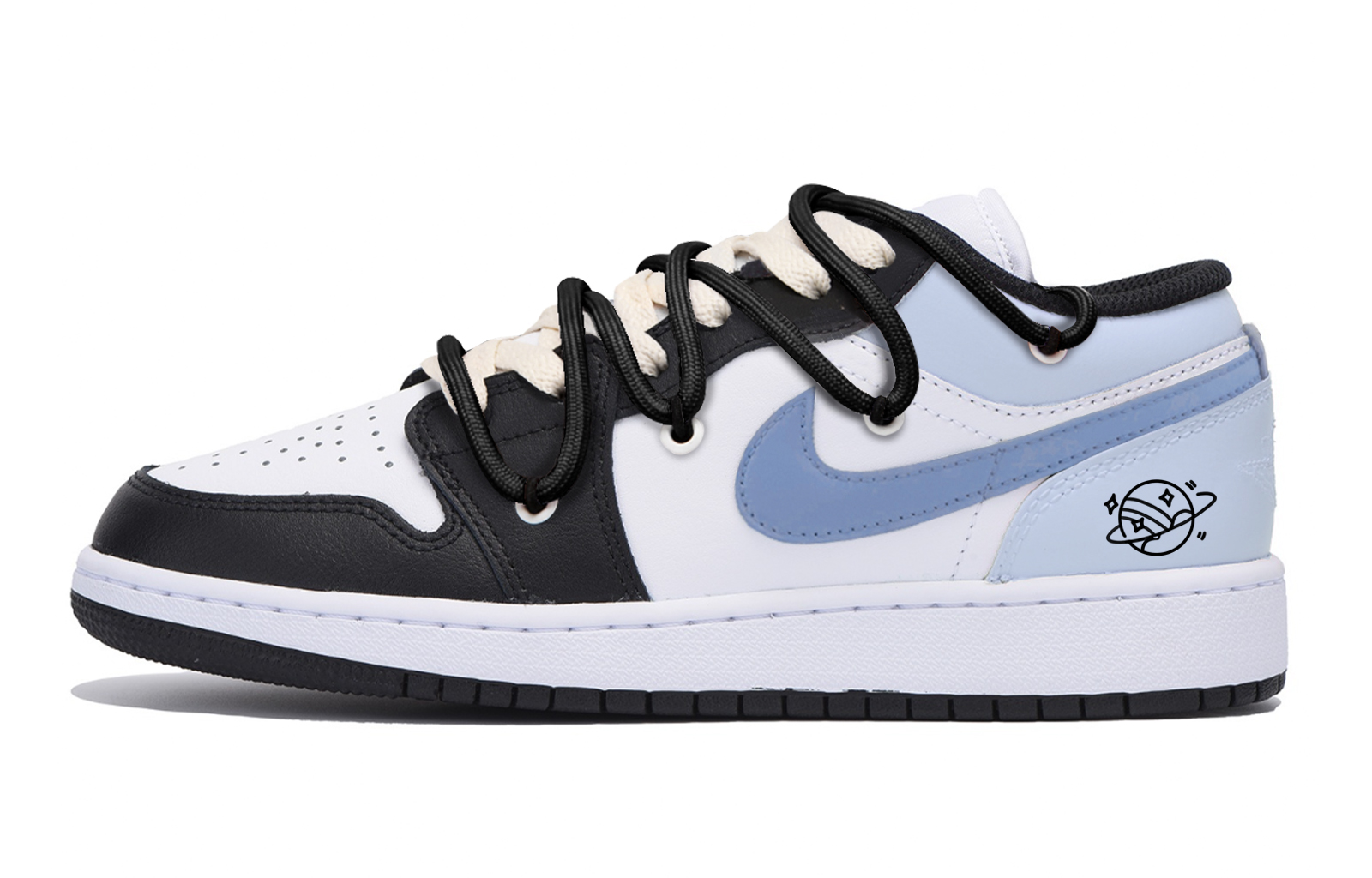 Jordan Air Jordan 1 Puppy Fragment Slip Resistant Abrasion Resistant Low top Vintage Basketball Shoes Men's Black Blue