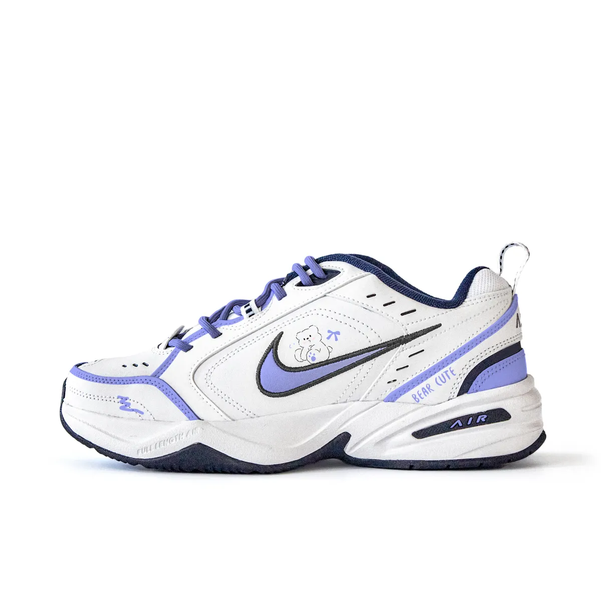 Nike Air Monarch 4 Slip Resistant Abrasion Resistant Low top Chunky Sneakers Unisex White Purple