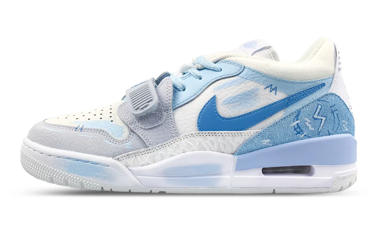 Jordan Legacy 312 Slip Resistant Abrasion Resistant Low top Vintage Basketball Shoes Men's White Blue