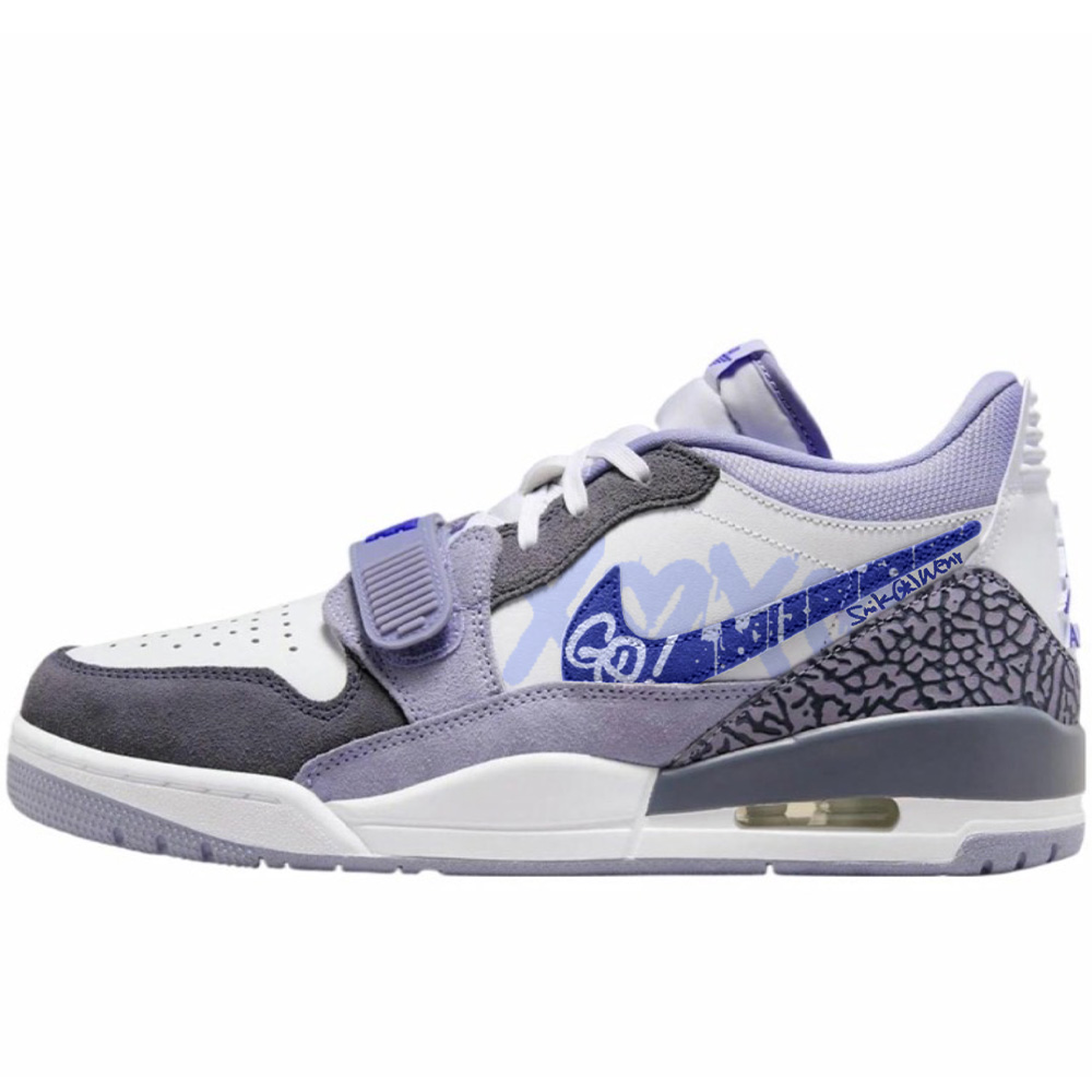 Jordan Legacy 312 Blueberry Storm Abrasion Resistant Low top Vintage Basketball Shoes Men’s White Blue Purple