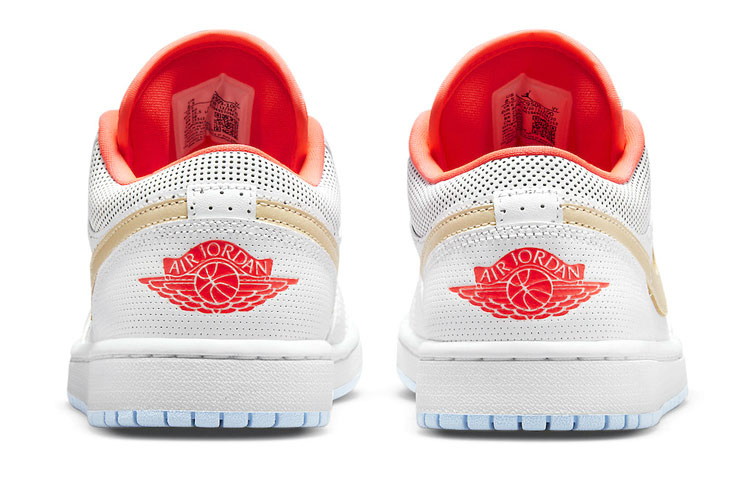 Женские кроссовки Jordan Air Jordan 1 low se"white sesame" (белый / розовый / желтый) — Белый / розовый / жёлтый — фото 5