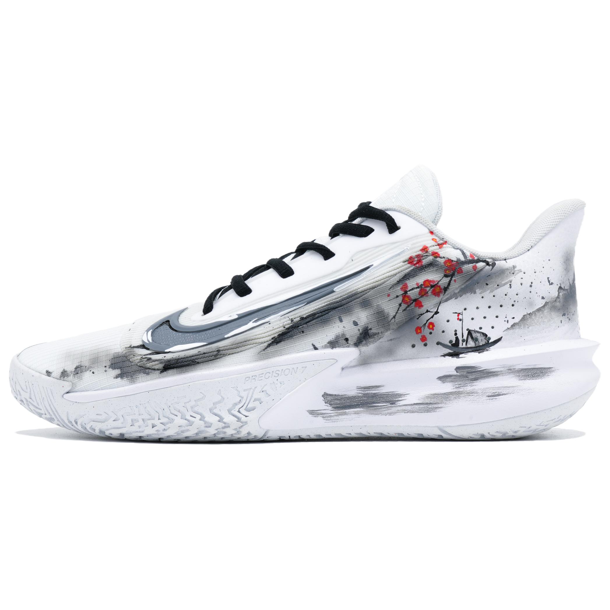 Nike Precision 7 Low top Basketball Shoes Unisex White Gray