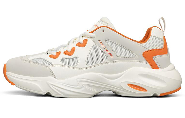 Skechers Stamina Airy Fabric Abrasion Resistant Low top Chunky Sneakers Men's White Orange