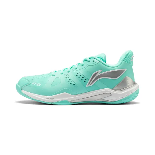 Li Ning Rubber Slip Resistant And Abrasion Resistant Coverage Low top Badminton Shoes Unisex Fluorescent Ice Cyan