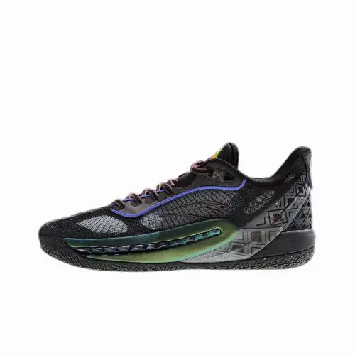 Anta Shock Wave 6 Cushioning Slip Resistant Abrasion Resistant Low top Basketball Shoes Men's Green Black Gray