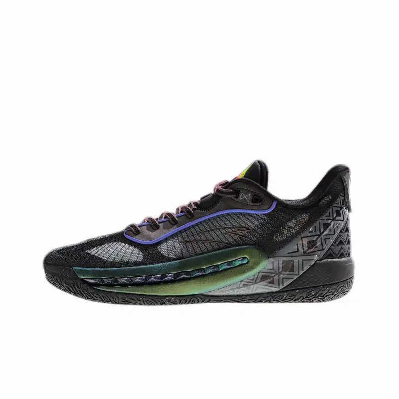 Anta Shock Wave 6 Cushioning Slip Resistant Abrasion Resistant Low top Basketball Shoes Men's Green Black Gray