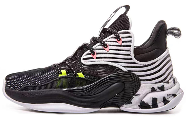 Anta Hear Wave 2 Mid top Basketball Shoes Men's Black White