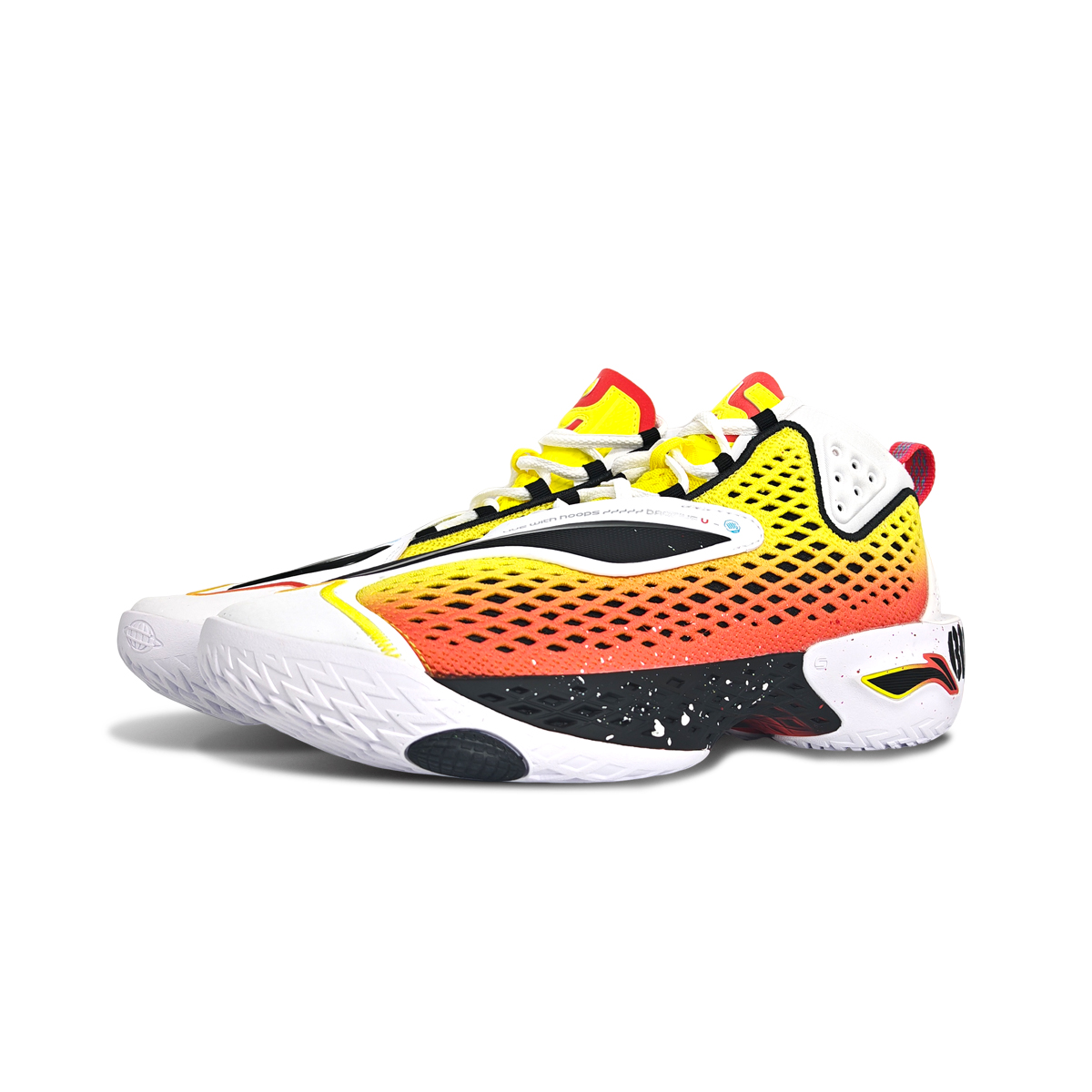 Li Ning BadFive 5 Cushioning Slip Resistant Abrasion Resistant Mid top Basketball Shoes Men’s Black White Yellow