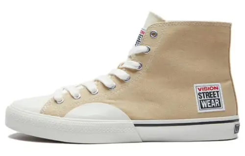 Vision Street Wear 80's Canvas Hi High top Canvas Shoes Unisex Khaki