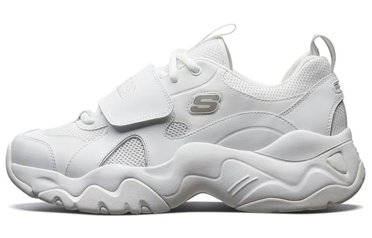 Skechers D'LITES 2.0 Textile, Synthetic Leather Hook and loop Low top Chunky Sneakers Men's White
