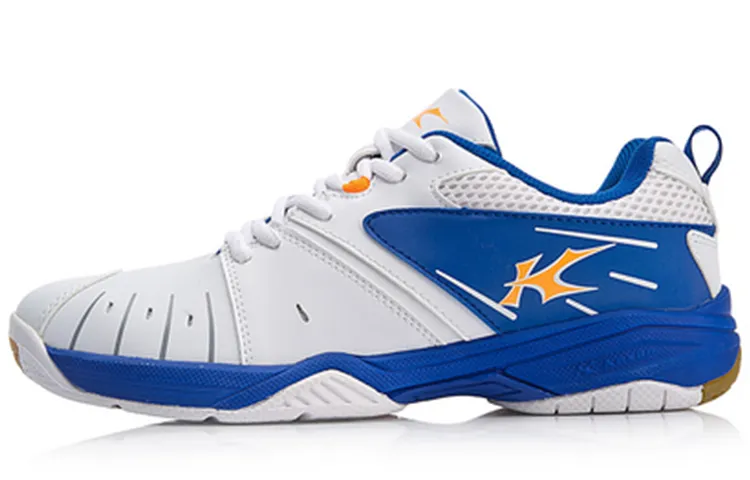 Li Ning Kaiser Lightweight, Wear resistant, And Non slip Low top Badminton Shoes Unisex White Blue
