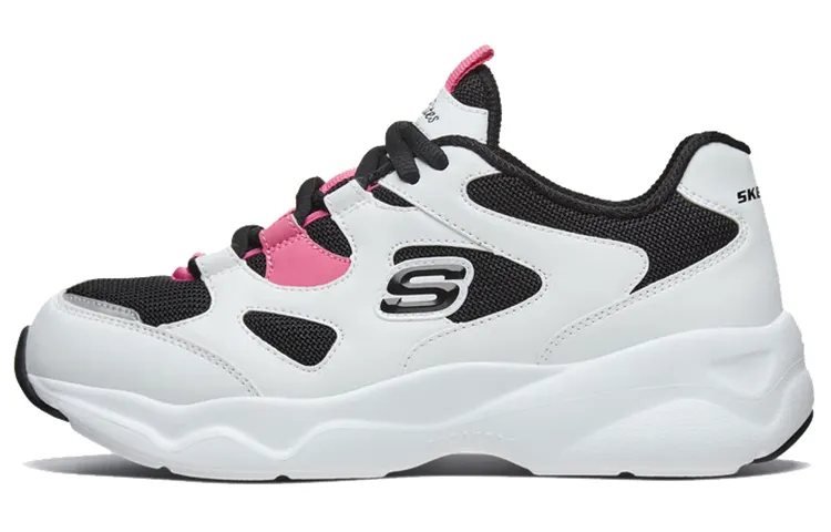 Skechers D'LITES AIRY Mesh, Textile, Synthetic Leather Casual Low top Chunky Sneakers Women's White Black Pink
