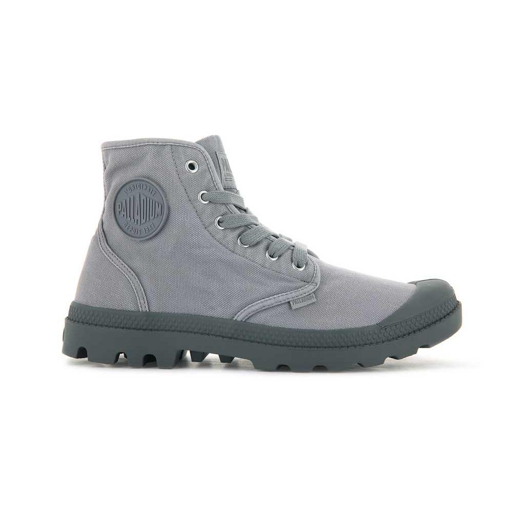 Palladium Abrasion Resistant Mid Top Combat Boots Men’s Gray Flannel