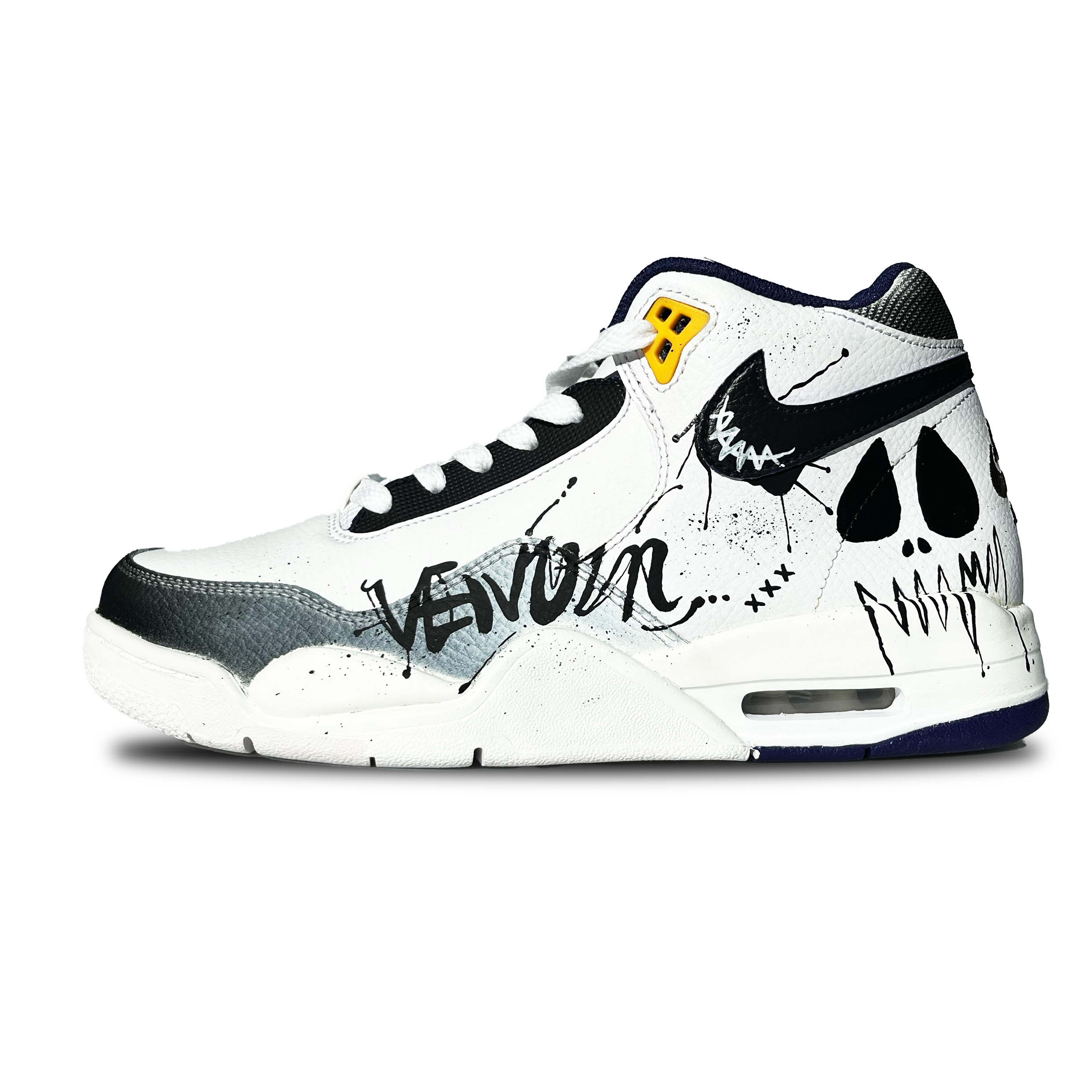 Nike Flight Legacy Cushioning Slip Resistant Abrasion Resistant Mid top Vintage Basketball Shoes Men’s Black White
